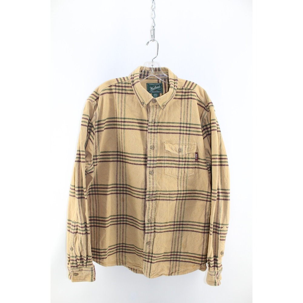 Vintage Woolrich Button Up Heavyweight Chamois Plaid Flannel Shirt Men's XL